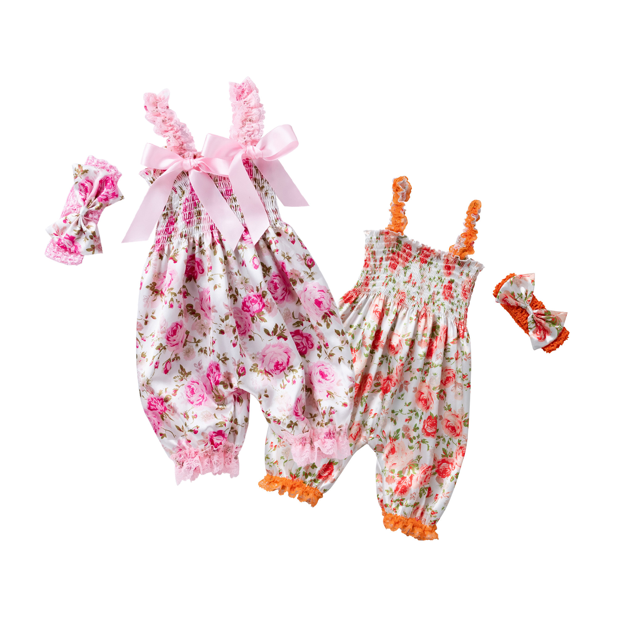 Babany bebe Newborn Baby Lace Bloomer Polyester Romper Girls