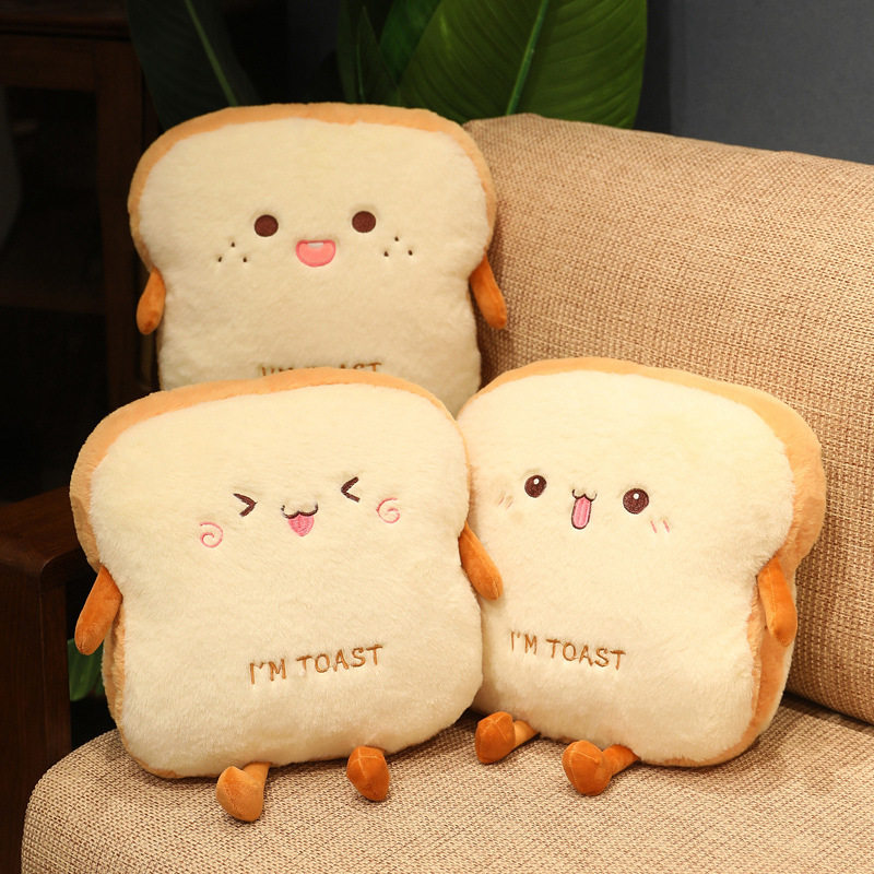plush bread pillow cute simulation food toast soft doll warm