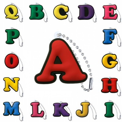 1pcs PVC Keychain Metal Ball Chain Colorful Letter Key Chain