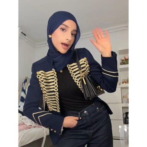 Women's Napoleon Gold Curly Grass Pattern Jacket Gold Breast