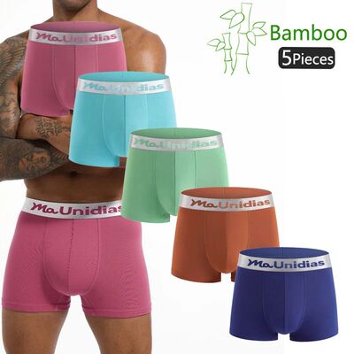 5Pcs Bamboo Fiber Men Underpants Maunidias Boxer Briefs Lett
