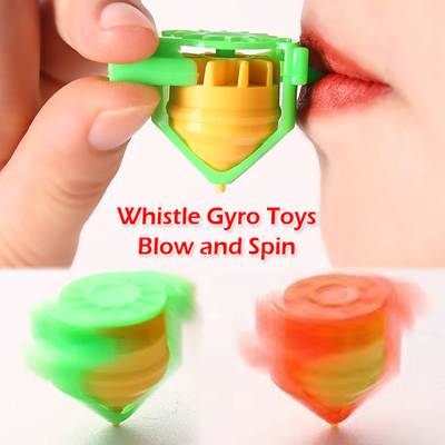 5pcs Whistle Spinning Top Toys Blowing Rotation Pressure Gyr
