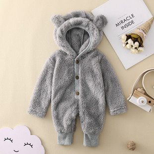 Infant Baby Boys Girls Romper Outfit Winter Cute Warm Fleece