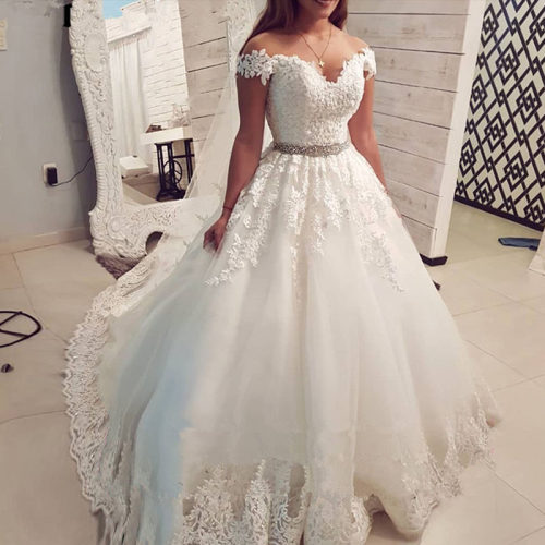 ZJ9183 2022 Off Shoulder Embroidery Charming  Sweetheart Whi