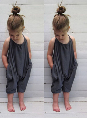 Fashion Toddler Kids Baby Girls Sleeveless Halter Strap Romp