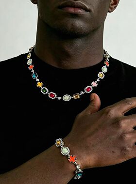 Multi Color Enamel Tennis Chain for Men Women Iced Out Neckl