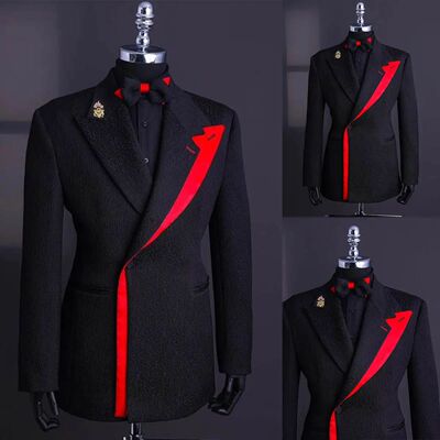 Classic Wedding Tuxedos Handsome Men Suits Peaked Lapel 2 Pi