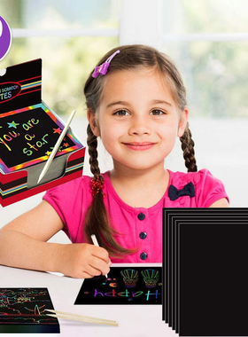 100 PCS Magic Color Rainbow Scratch Art Paper Card Set Anima