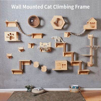 Cat Climbing Frame Wall-Type Solid Wood Wall Wall-Mounted To