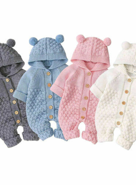Autumn Baby Girls Knitted Hooded Clothes Cotton Spring Infan