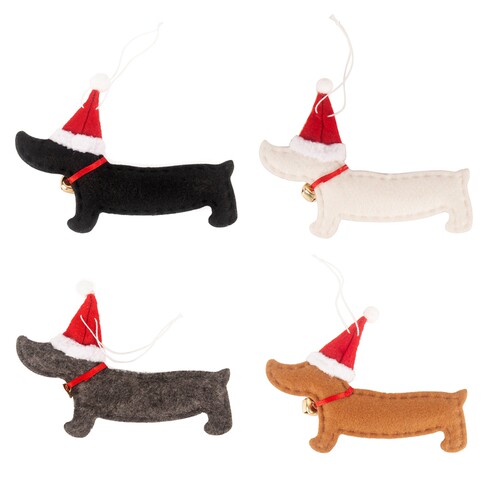 4Pcs Christmas Ornaments Xmas Gift Dachshund Christmas Tree