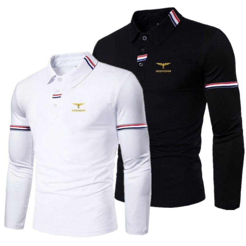 hddhdhh fall mens long sleeve lapel polo shirt