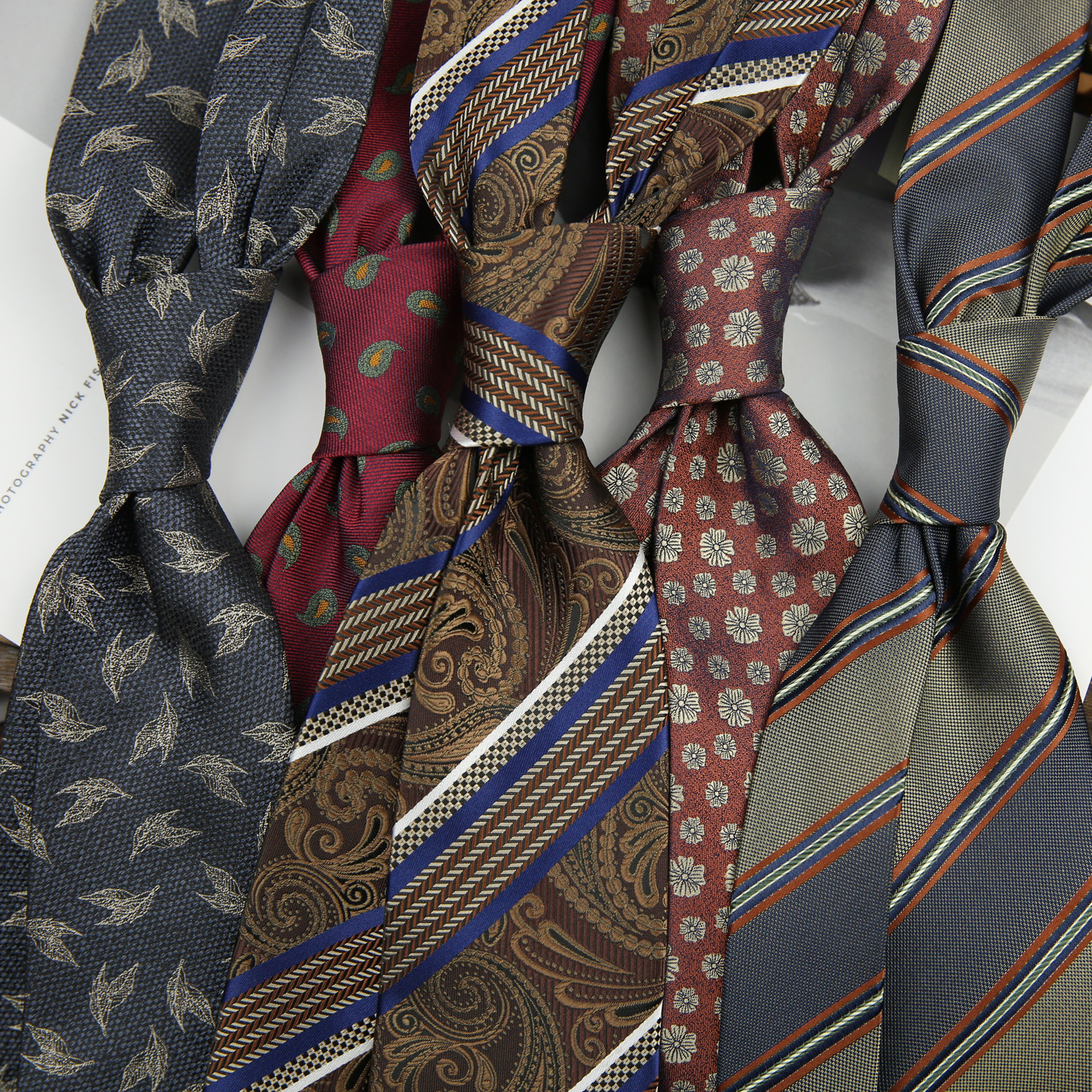 休闲棕色结婚8CM花纹领带复古