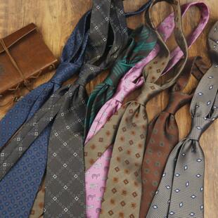 西装 雅痞绅士商务休闲主持结婚新郎 8CM领带男士 复古咖色系意式