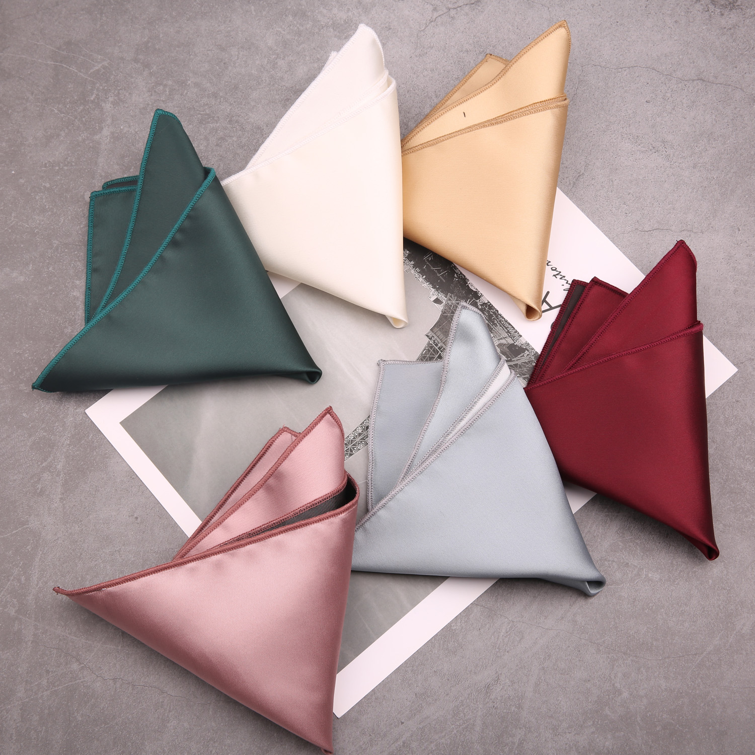 黑格兹休闲涤纶丝提花纯色口袋巾