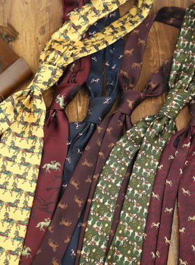 复古商务马匹印花领带多色时尚休闲手打款马年图案男女8CM9CM领带