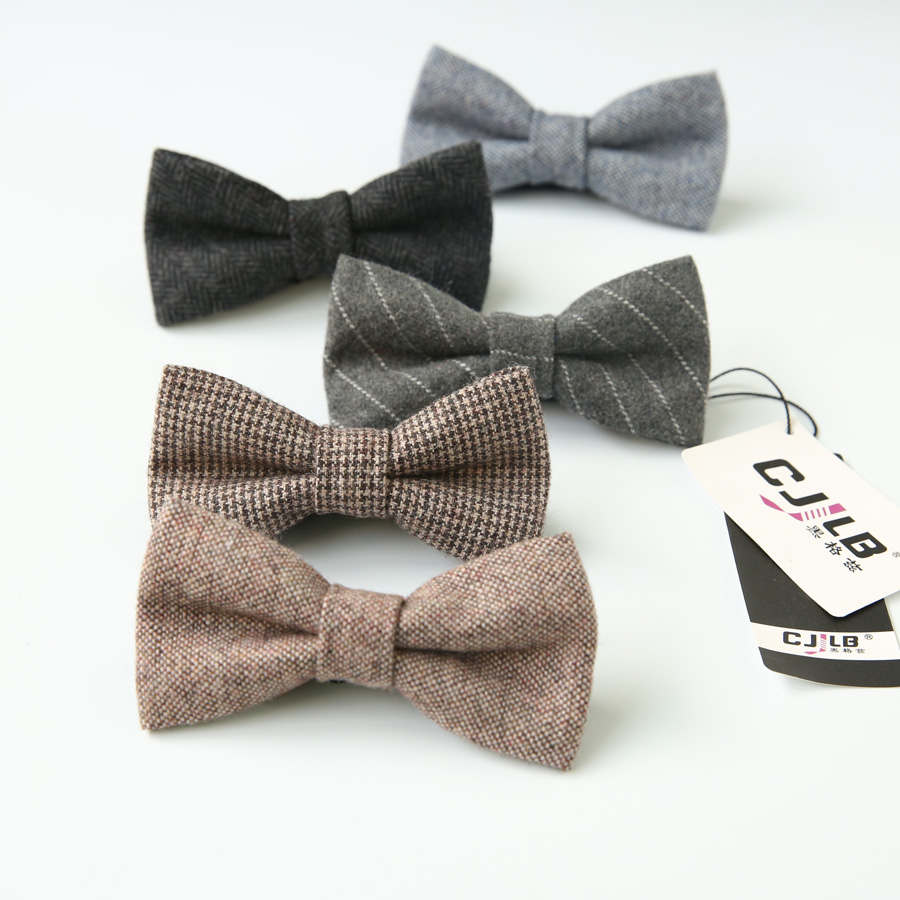 单层羊毛 领结 煲呔羊毛尼蝴蝶结派对结婚新郎伴郎新条纹纯色领结