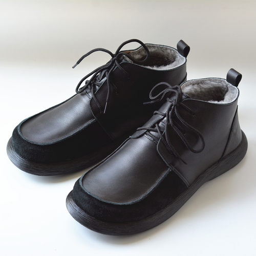 男士真皮纯羊毛宽头雪地靴保暖外贸手工软面软底休闲棉鞋加绒加厚