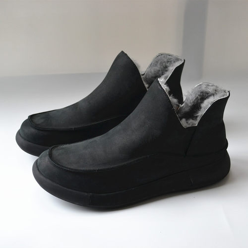 一脚蹬纯羊毛厚实防滑男士雪地靴