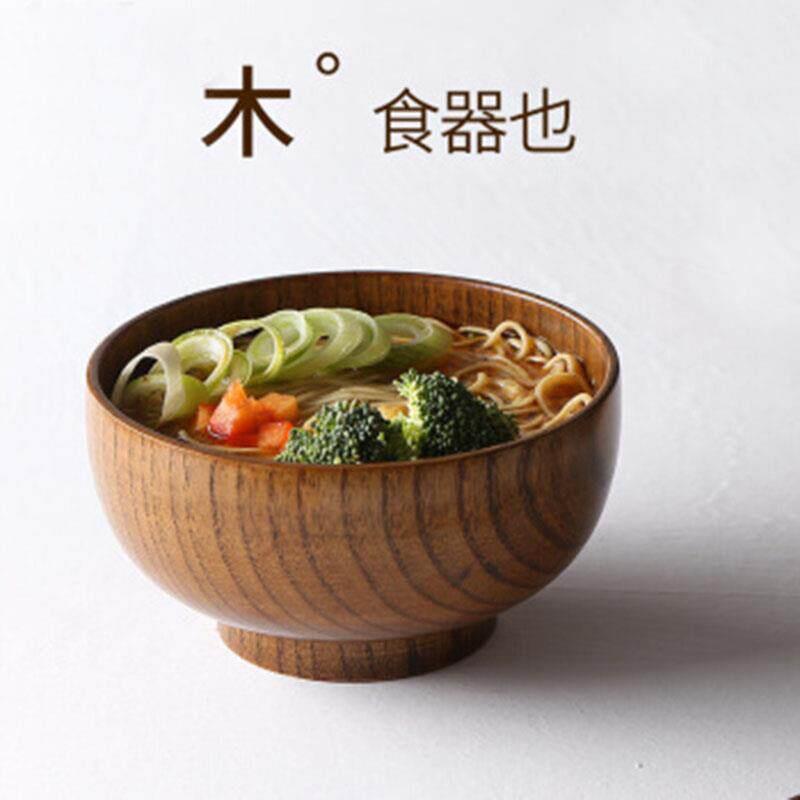 日式酸枣木碗儿童宝宝防烫防摔小饭碗套餐大号汤碗整木碗餐具家用