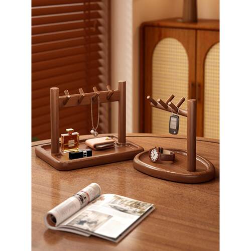 实木钥匙收纳玄关摆件首饰挂架入户进门桌面存放盒手串饰品展示架 - 封面