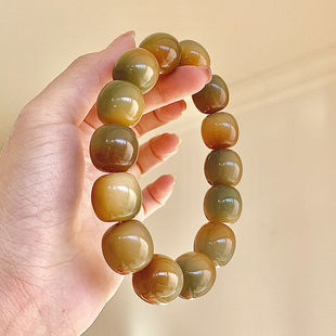 天然稀有大尺寸菩提手串白玉菩提根老型桶佛珠手持男女绕指柔盘玩