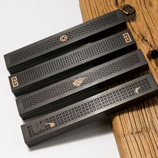 黑檀木卧香盒沉香檀香炉实木线香香插香座熏香炉家用室内带防火棉