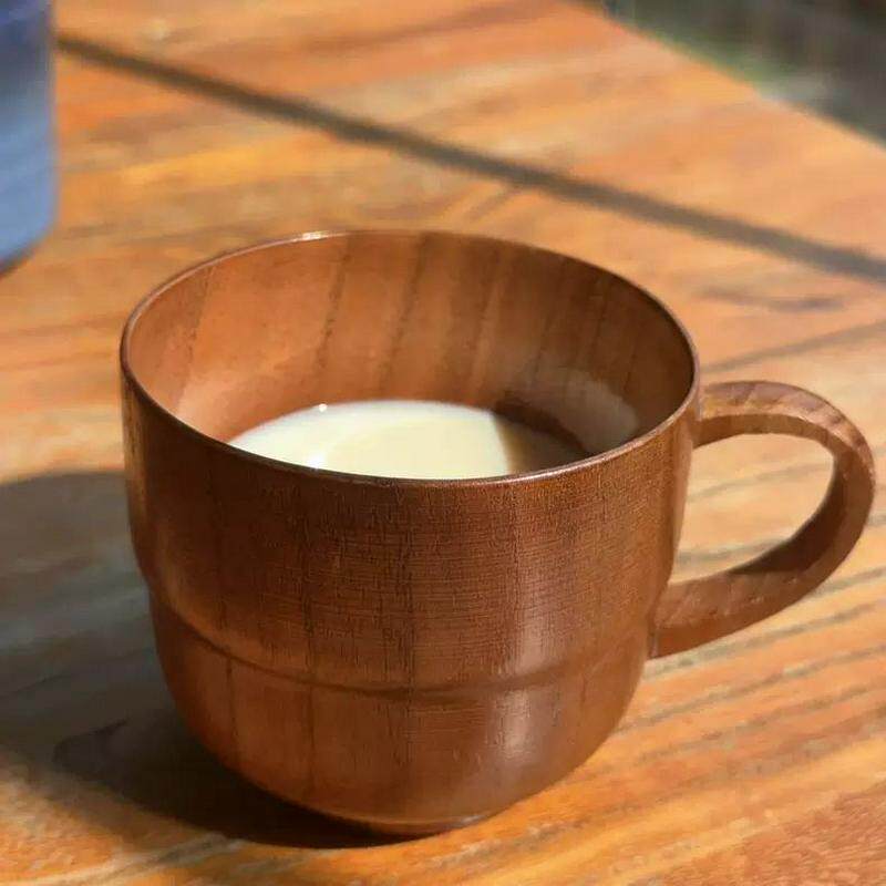 中式原木手柄杯子实木纯手工水杯木制简约木质复古木头茶杯子精致