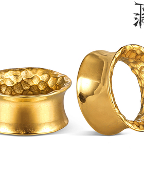 Twolobes洞见复古喇叭锤纹耳扩耳洞扩张器防过敏钛钢穿孔耳饰男女