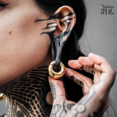 Twolobes朋克钛钢实心耳重夸张