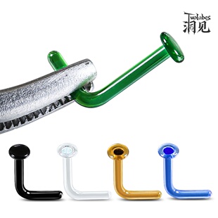 Twolobes洞见无铅玻璃防过敏耳骨饰品 L杆鼻钉耳钉透明棒穿刺