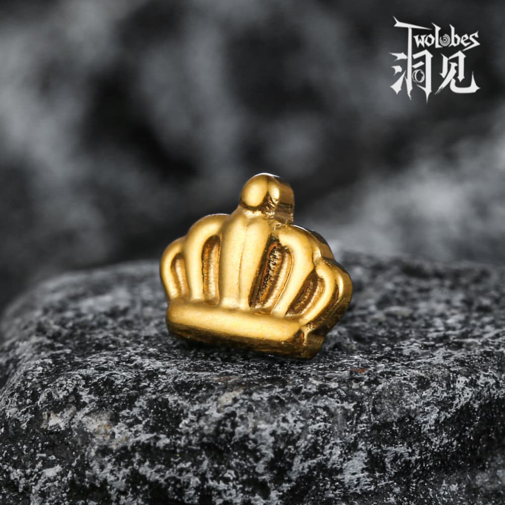 Twolobes洞见 小皇冠耳钉耳骨耳饰饰品ASTM F136钛合金个性时尚