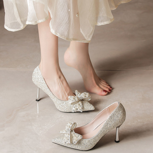 大码女鞋41一43高跟鞋细跟婚鞋