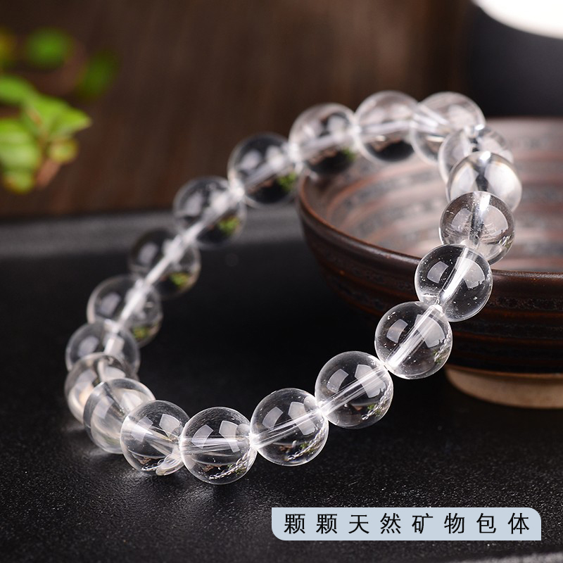 真品7a5a天然白水晶单圈手链