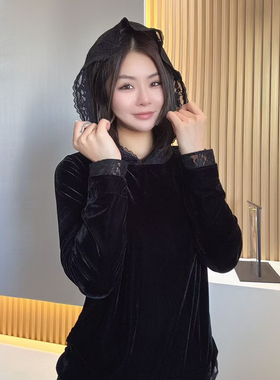 【珍珍休闲馆】连帽丝绒新款气质显瘦长袖新中式国风上衣S-13555