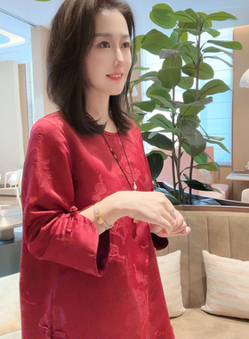 【珍珍休闲馆】国色红韵新款秋季宽松显瘦新中式国风上衣S-13588