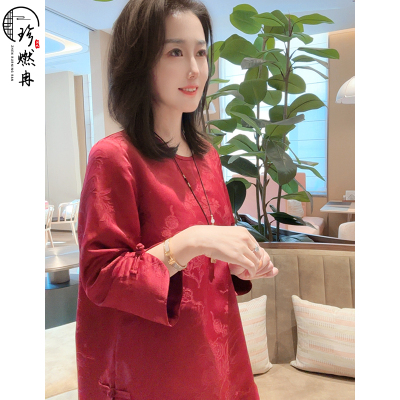 【珍珍休闲馆】国色红韵新款秋季宽松显瘦新中式国风上衣S-13588