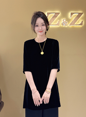 【珍珍休闲馆】桑蚕丝气质显瘦夏季百搭黑色时尚国风上衣S-11437