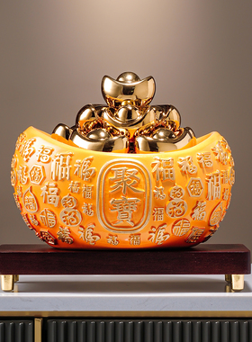 新中式百福聚宝盆招财摆件装饰品家居玄关办公室店铺开业乔迁礼品