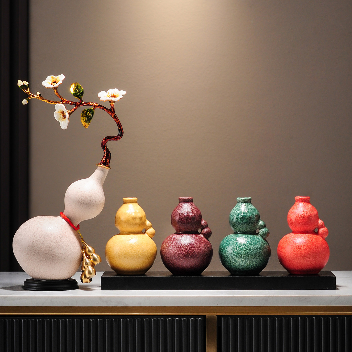 五福临门葫芦摆件客厅玄关电视柜酒柜招财旺宅乔迁新居装饰高级感,家居饰品,装饰摆件,淘宝优惠券,粉丝福利购,淘宝优惠卷