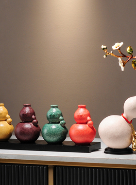 五福临门葫芦摆件客厅玄关酒柜招财装饰品新中式暖居乔迁新居礼品