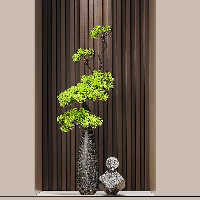 新中式细长高陶瓷造景迎客松水滴花瓶摆件石来运转客厅玄关办公室,家居饰品,桌面摆件,淘宝优惠券,粉丝福利购,淘宝优惠卷