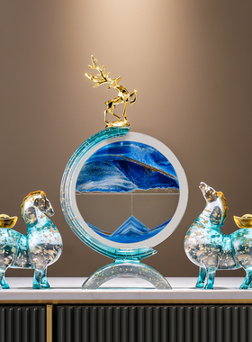 创意家居客厅摆件轻奢高档酒店办公室展示柜解压流沙画桌面装饰品