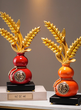 新中式招财葫芦大麦麦穗摆件入户客厅玄关电视柜装饰乔迁新居礼物