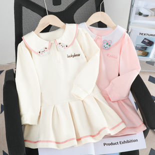 女童卫衣裙春装POLO连衣裙春秋儿童公主裙女宝宝学院风娃娃领裙子