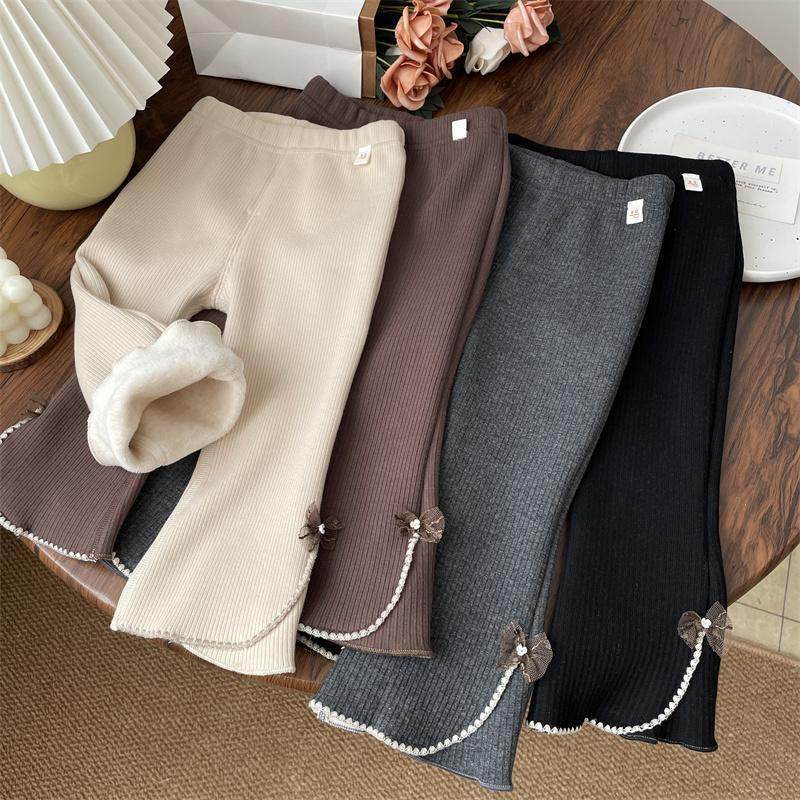 女童时尚修身秋冬休闲裤女宝宝蝴蝶结一体绒喇叭裤儿童加绒打底裤,童装/婴儿装/亲子装,裤子,淘宝优惠券,粉丝福利购,淘宝优惠卷