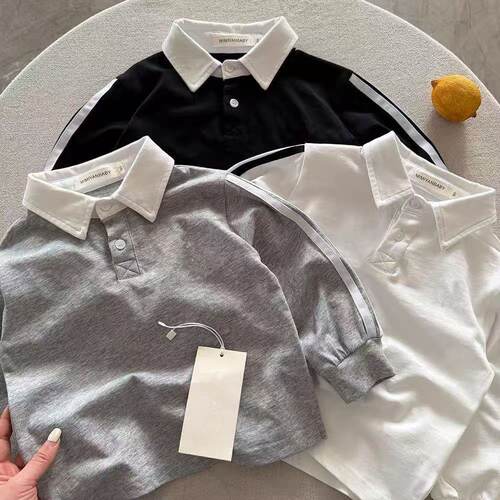 春秋男女童翻领长袖百搭POLO衫