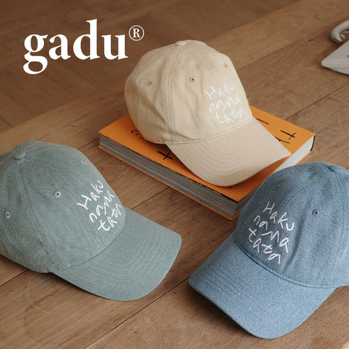 gadu 原创手写字体鸭舌帽大头围可调节显脸小软顶牛仔棒球帽刺绣