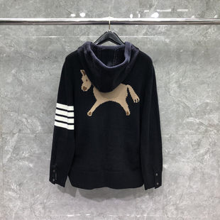 tb针织外套连帽拉链开衫毛衣男女同款情侣装小马嵌花卫衣秋冬款