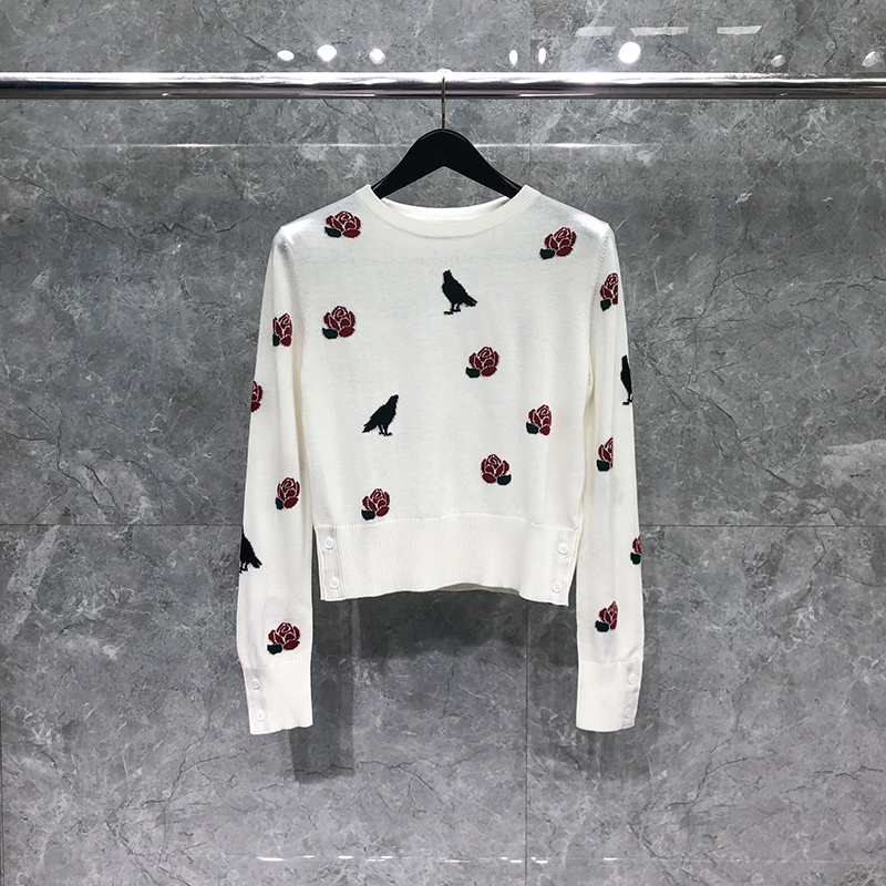 TB针织毛衣圆领套头女士线衣修身